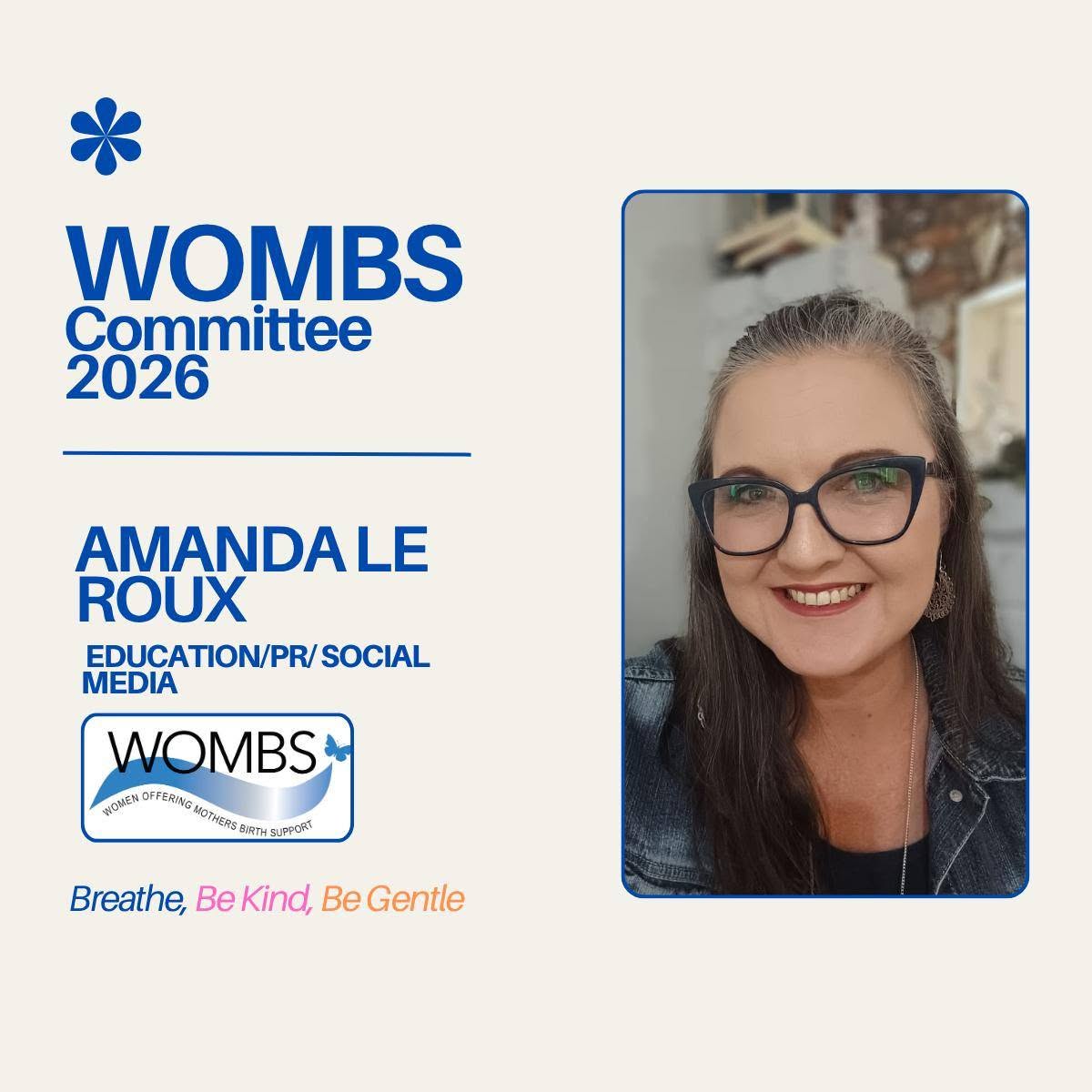 Amanda le Roux, Education / PR / Social Media on the WOMBS 2026 committee