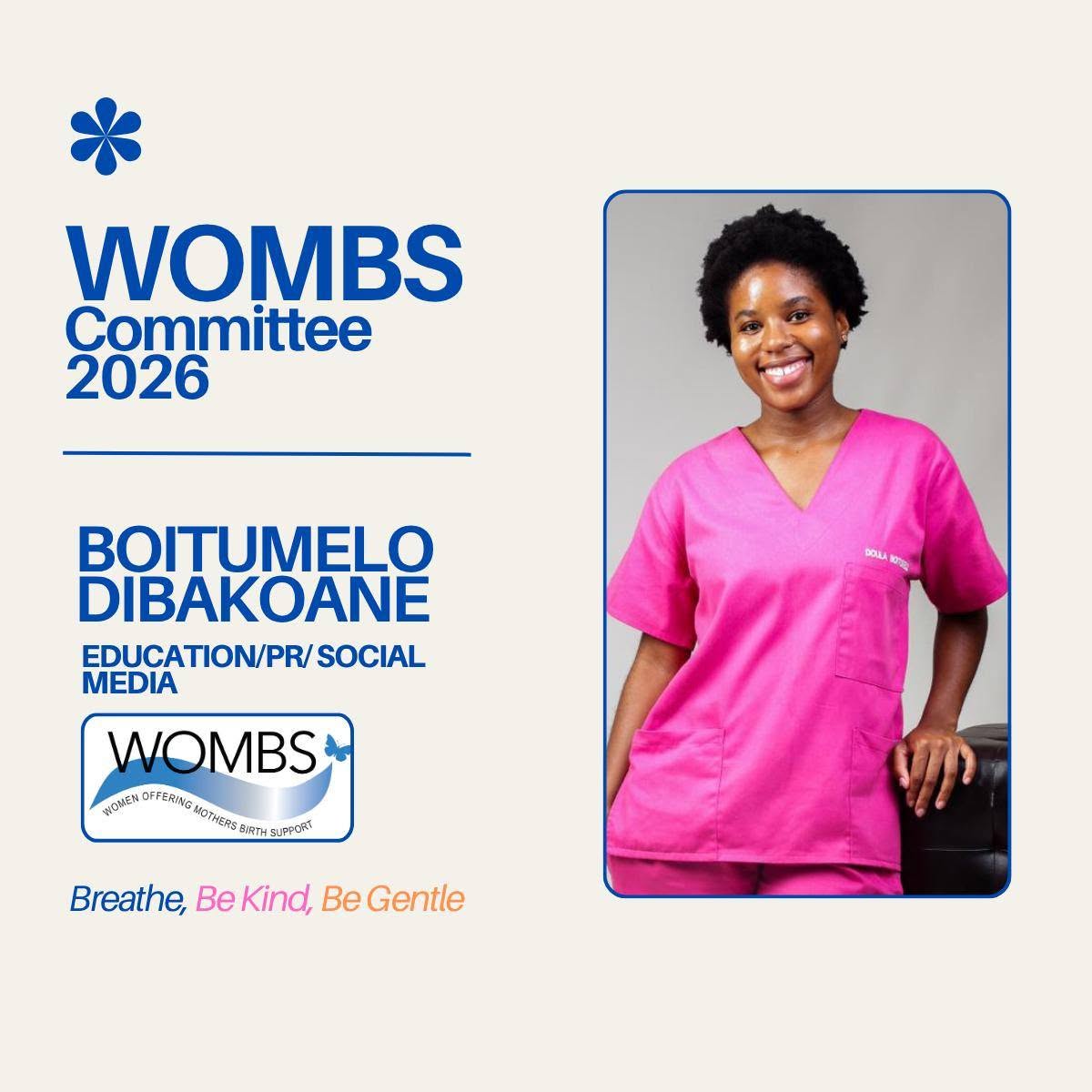 Boitumelo Dibakoane, Education / PR / Social Media on the WOMBS 2026 committee